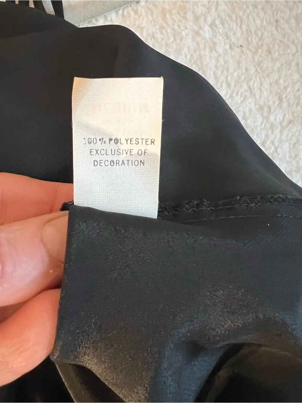 Vintage Black Satin Slip with Lace Appliqué - Picture 7 of 7